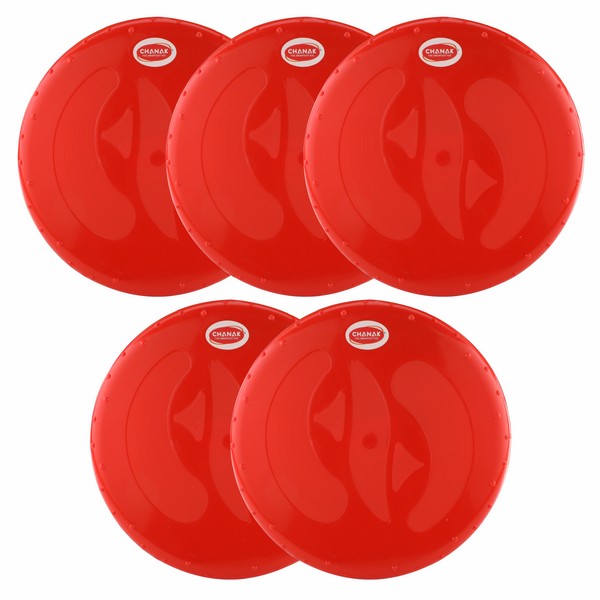 Chanak Flying Disc Frisbee Picnic, Beach, Garden Disc Throwing Sports Outdoor Game for Kids & Adults, Red Pack of 5 chanak
