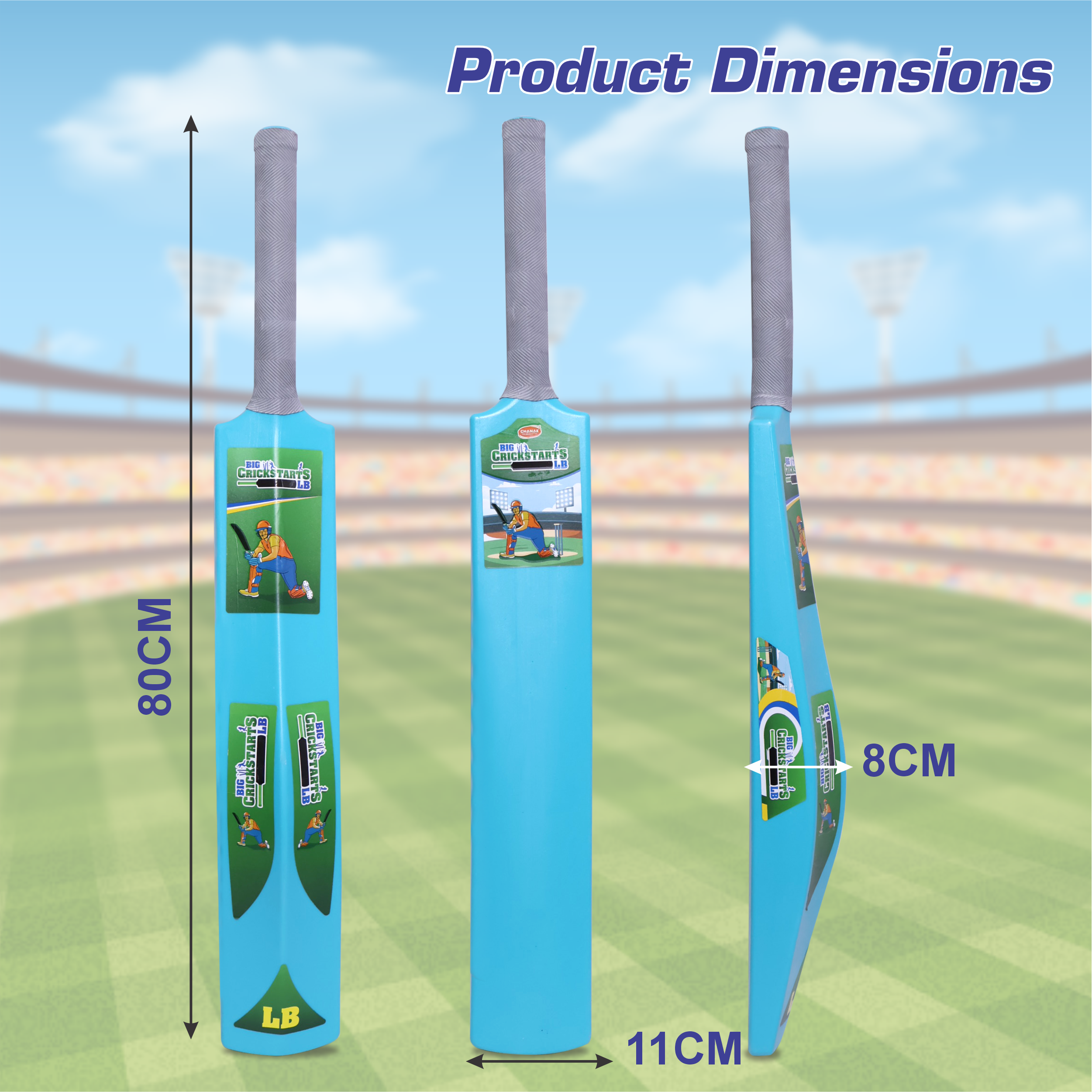 Chanak Big Cricket Turf Bat for Boys & Girls, 34.5 inch 1 Cricket Bat for Indoor & Outdoor Activity, Cricket Bat for Kids & Adults Above 15 Year(Big Turf Bat) Blue chanak