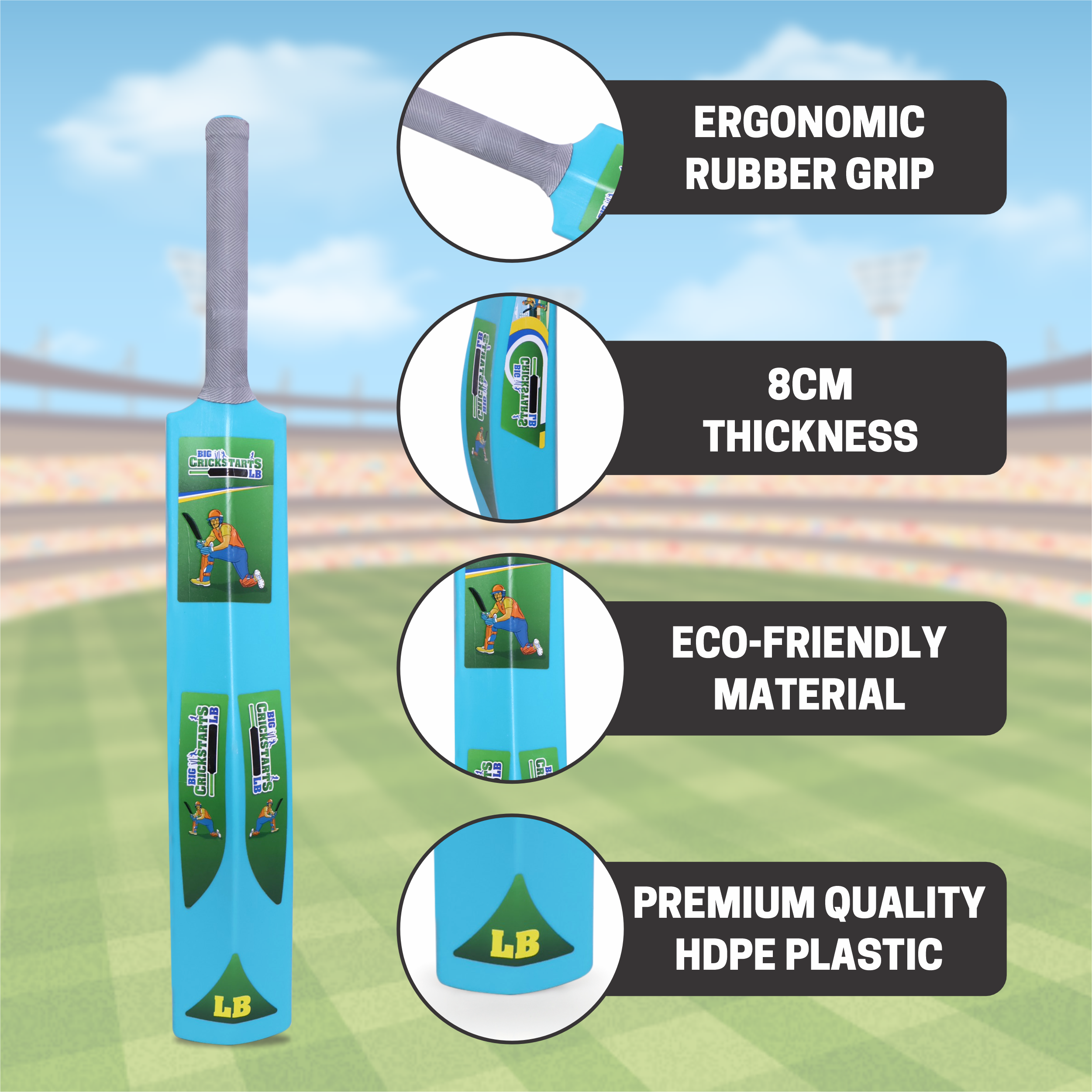 Chanak Big Cricket Turf Bat for Boys & Girls, 34.5 inch 1 Cricket Bat for Indoor & Outdoor Activity, Cricket Bat for Kids & Adults Above 15 Year(Big Turf Bat) Blue chanak