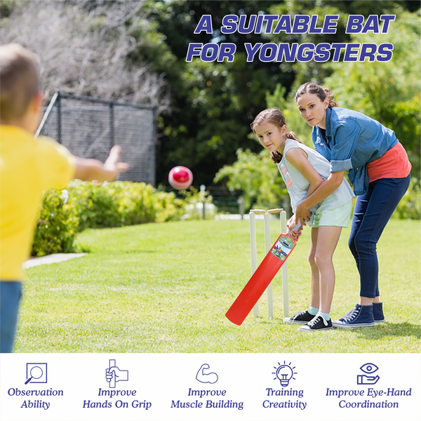 Chanak Big Cricket Turf Bat for Boys & Girls, 34.5 inch 1 Cricket Bat for Indoor & Outdoor Activity, Cricket Bat for Kids & Adults Above 15 Year(Big Turf Bat) Red chanak