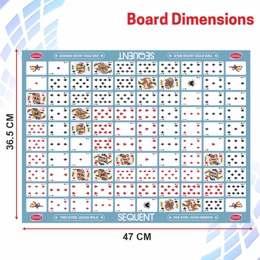 Chanak Make A Sequence Board Game- Foldable Board, Plastic Chips