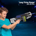 Street Viper Big Blaster Motorized Dart Gun Toy Includes 30 Soft Foam Bullet Darts, 60-Foot Firing Range, Rechargeable Electric Battery Design for Boys Girls, Above 5+ Age(Grey-Black)