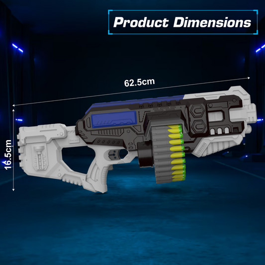 Street Viper Big Blaster Motorized Dart Gun Toy Includes 30 Soft Foam Bullet Darts, 60-Foot Firing Range, Rechargeable Electric Battery Design for Boys Girls, Above 5+ Age(Grey-Black)