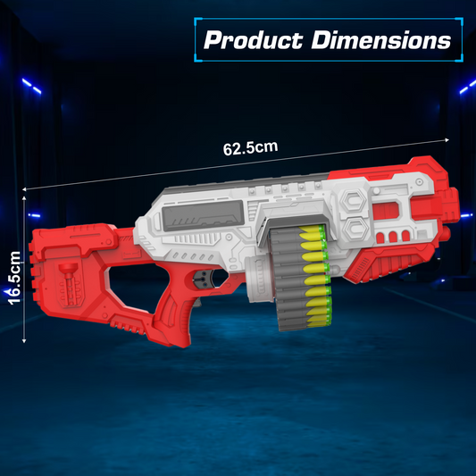 Street Viper Big Blaster Motorized Dart Gun Toy Includes 30 Soft Foam Bullet Darts, 60-Foot Firing Range, Rechargeable Electric Battery Design for Boys Girls, Above 5+ Age(Red-Grey)