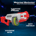 Street Viper Big Blaster Motorized Dart Gun Toy Includes 30 Soft Foam Bullet Darts, 60-Foot Firing Range, Rechargeable Electric Battery Design for Boys Girls, Above 5+ Age(Red-Grey)