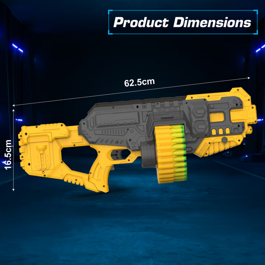 Street Viper Big Blaster Motorized Dart Gun Toy Includes 30 Soft Foam Bullet Darts, 60-Foot Firing Range, Rechargeable Electric Battery Design for Boys Girls, Above 5+ Age(Yellow-Grey)