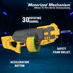 Street Viper Big Blaster Motorized Dart Gun Toy Includes 30 Soft Foam Bullet Darts, 60-Foot Firing Range, Rechargeable Electric Battery Design for Boys Girls, Above 5+ Age(Yellow-Grey)