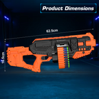 Chanak Motorized Dart Blaster Gun for Kids 5+ Years | 30 Foam Bullets, 60 Feet Range, Rechargeable – BIS Approved (Black-Orange)