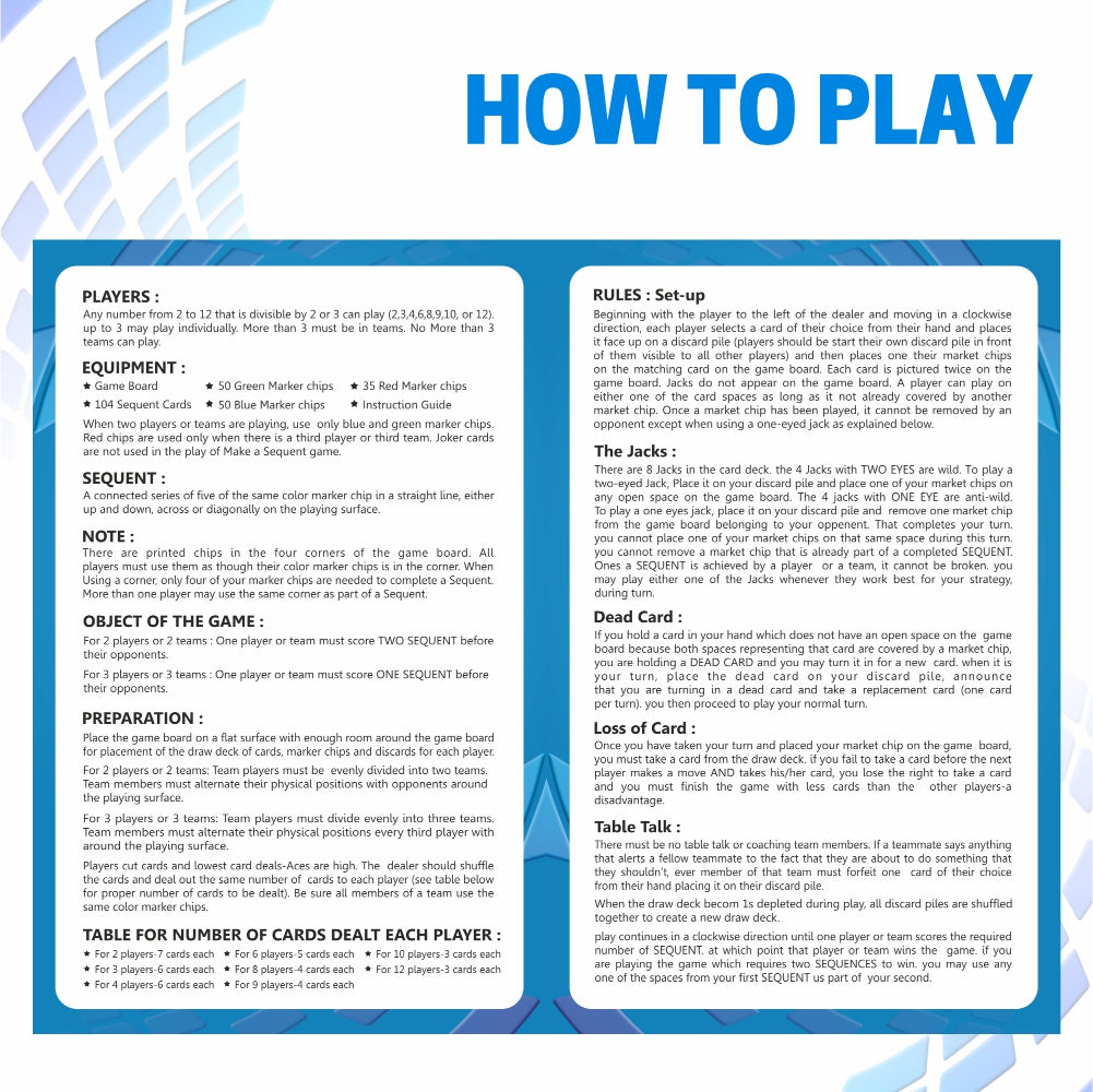 Chanak Make A Sequence Board Game- Foldable Board, Plastic Chips