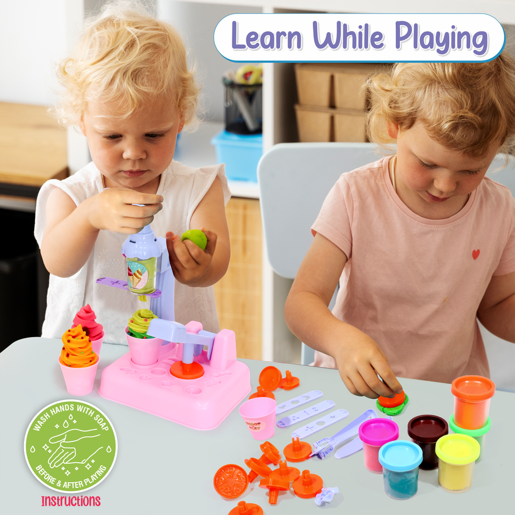 Children sharing Play-Dough ice cream creations