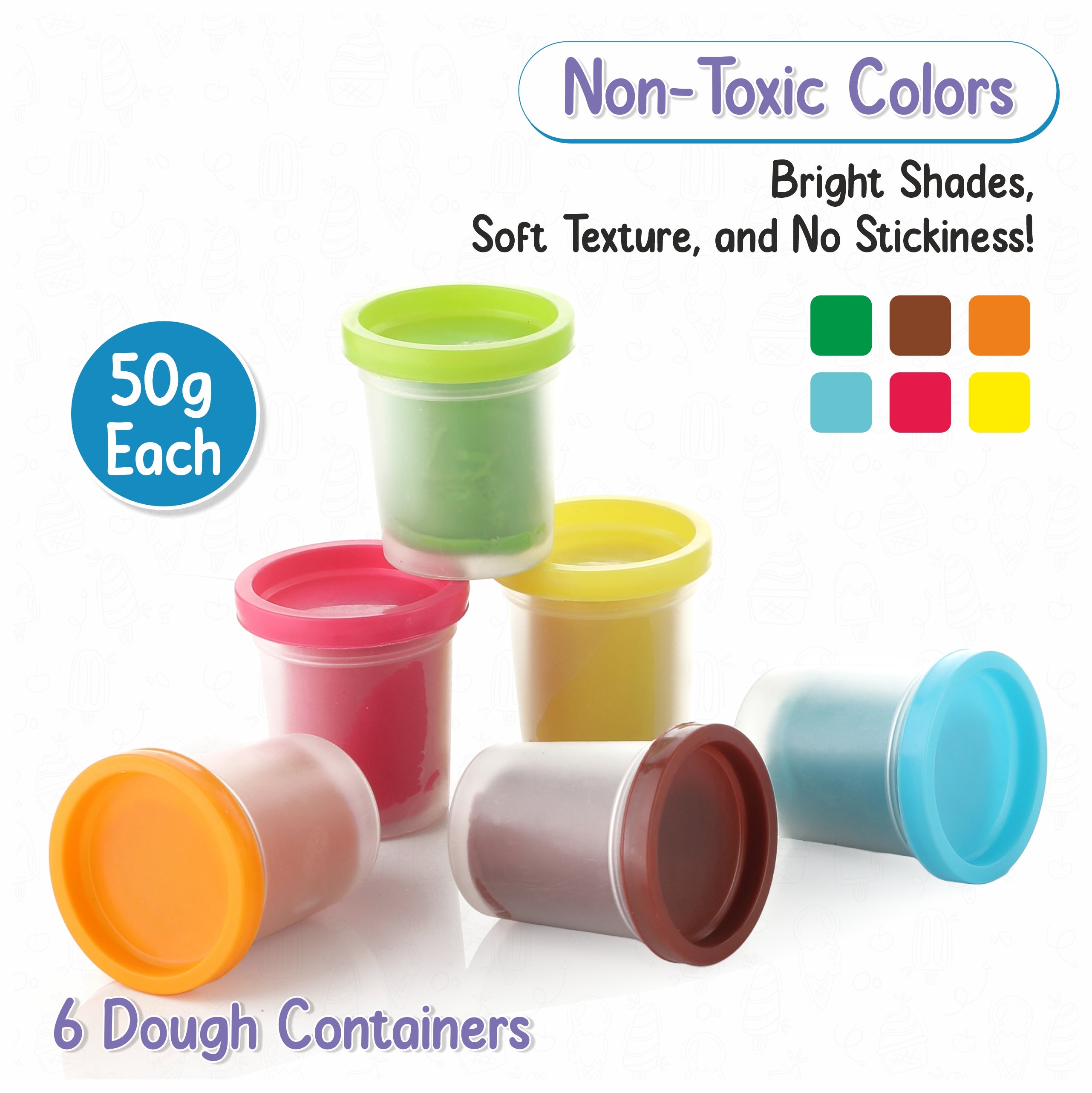 Chanak Play Dough Ice Cream Maker Set, Safe Non-Toxic Dough Kitchen Ice Cream Maker Including 6 Color Dough Tubes Each 50g For Boys Girls, Above 3+ Age (White) chanak