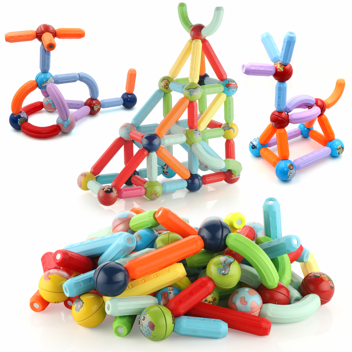 Chanak 76 Piece Magnetic Building Stick & Ball Blocks, Montessori Magnetic Funny Creation Toy, Creativity Kids Games, Preschool Toys – STEM Toy for Kids 3+ For Boys Girls, Above 3+ Age chanak