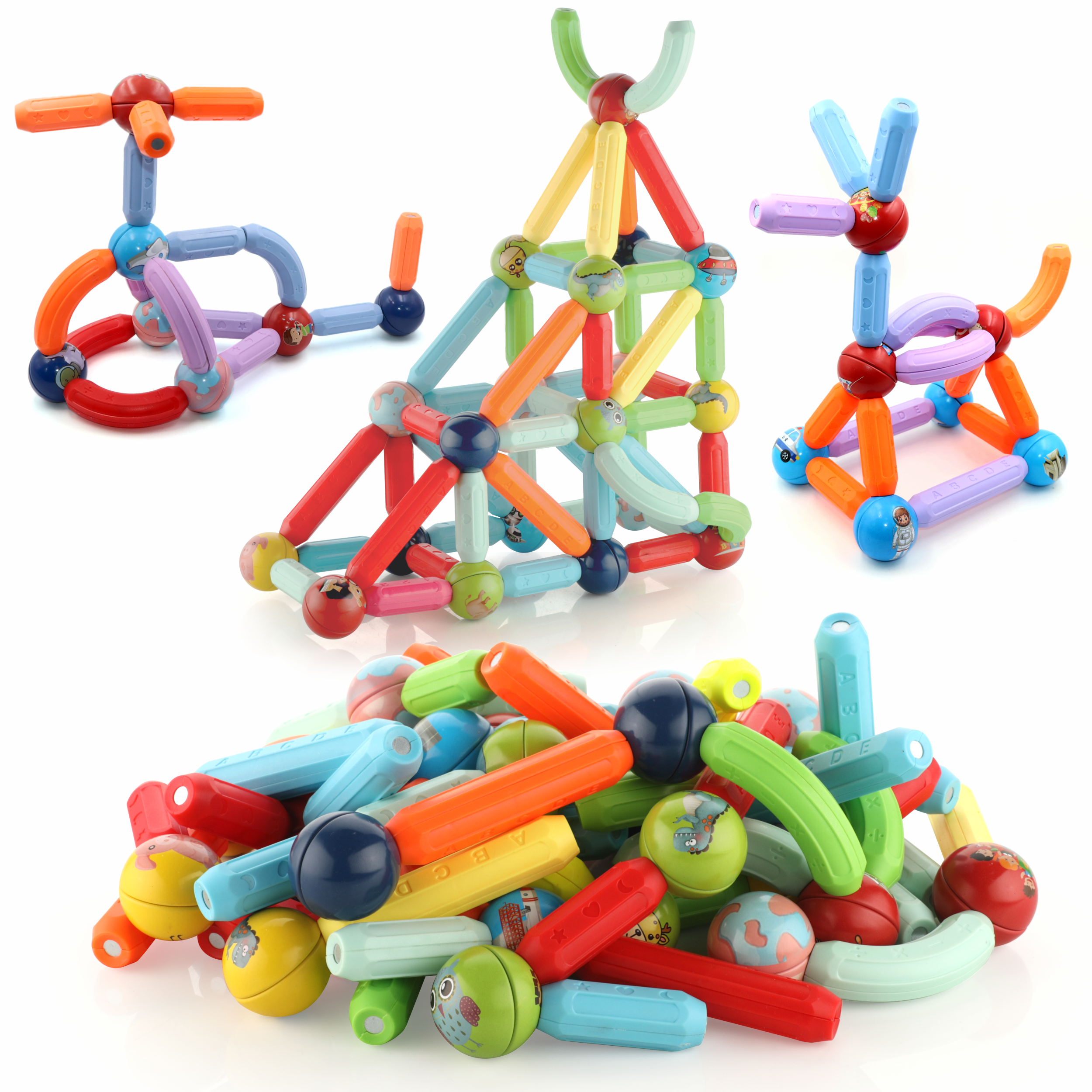 Chanak 76 Piece Magnetic Building Stick & Ball Blocks, Montessori Magnetic Funny Creation Toy, Creativity Kids Games, Preschool Toys – STEM Toy for Kids 3+ For Boys Girls, Above 3+ Age chanak