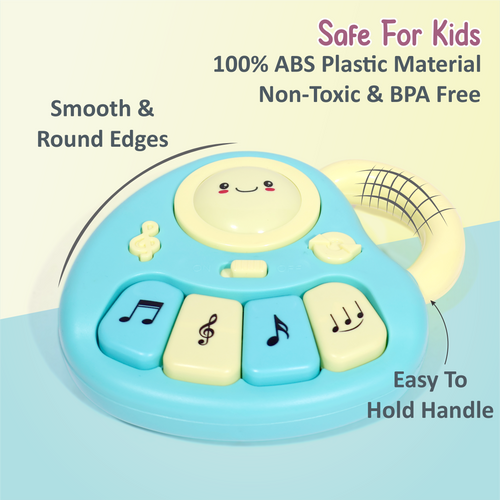 Chanak Baby Piano Musical Toy for 6-12 Months | 4 Keys, 31 Melodies with Flashing Lights – BIS Approved (Blue/Yellow)