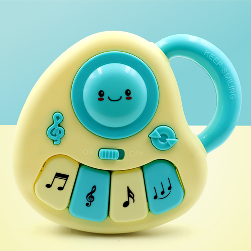 Chanak Baby Piano Musical Toy for 6-12 Months | 4 Keys, 31 Melodies with Flashing Lights – BIS Approved (Yellow/Blue)
