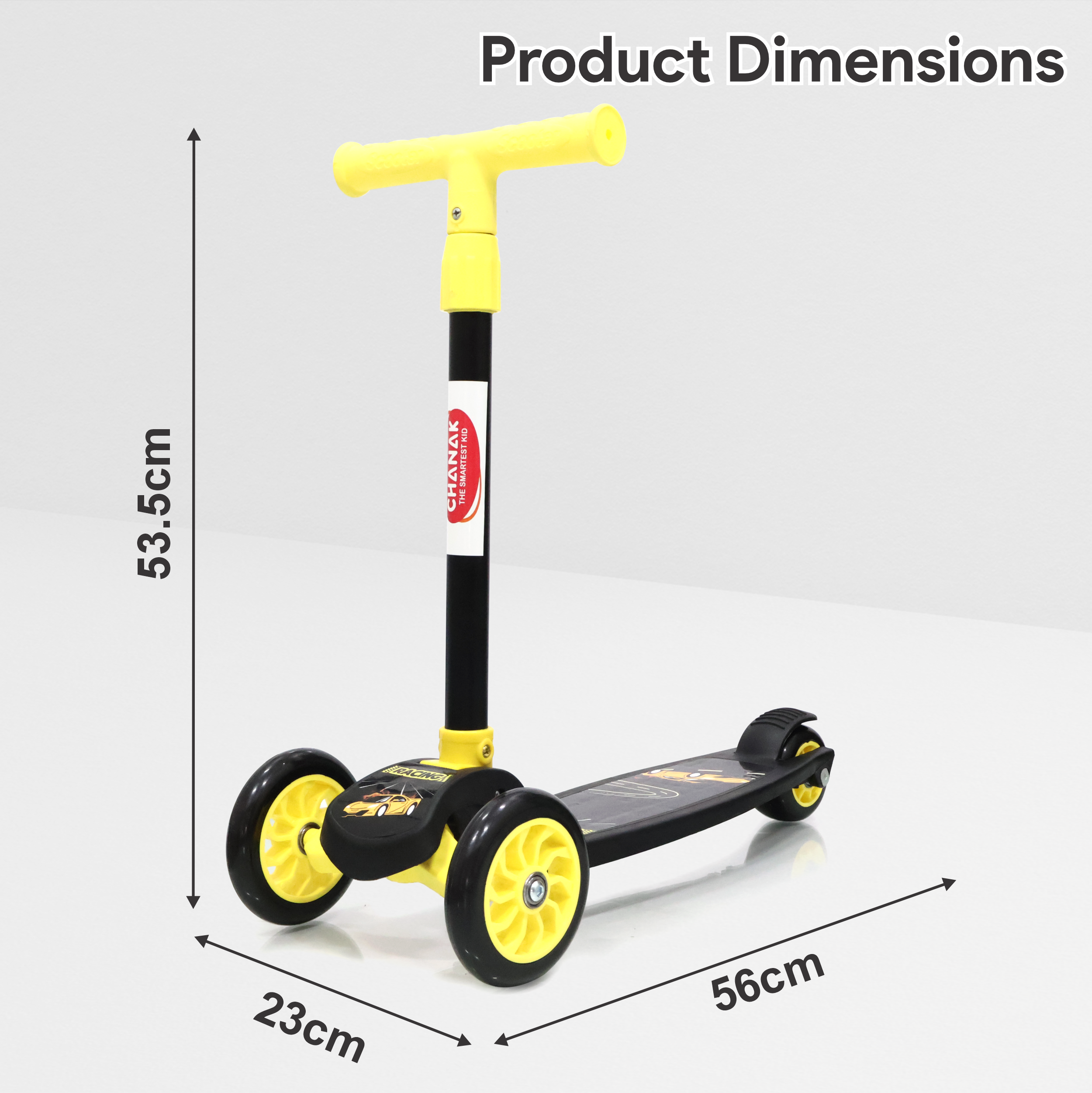 Chanak Go Thunder Kick Scooter for kids 3 Wheel Foldable Scooter With Rear Break 4 Height Adjustable With Lock for Boy & Girl 5+ Age Kids Scooter (Black) chanak