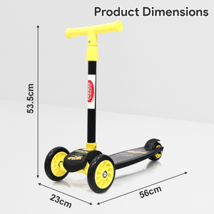 Chanak Go Thunder Kick Scooter for kids 3 Wheel Foldable Scooter With Rear Break 4 Height Adjustable With Lock for Boy & Girl 5+ Age Kids Scooter (Black) chanak