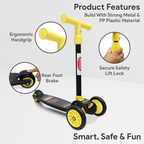 Chanak Go Thunder Kick Scooter for kids 3 Wheel Foldable Scooter With Rear Break 4 Height Adjustable With Lock for Boy & Girl 5+ Age Kids Scooter (Black) chanak