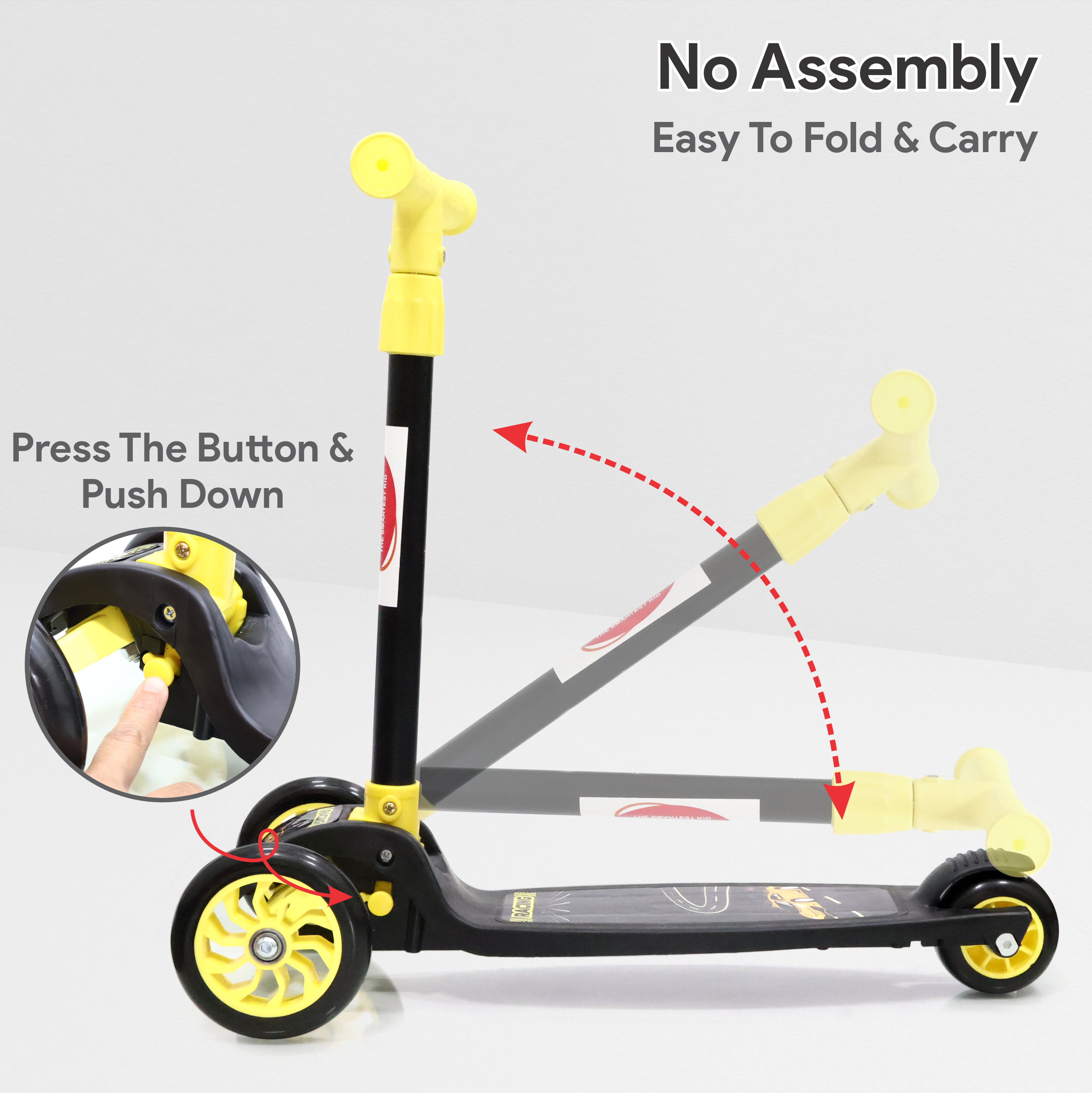 Chanak Go Thunder Kick Scooter for kids 3 Wheel Foldable Scooter With Rear Break 4 Height Adjustable With Lock for Boy & Girl 5+ Age Kids Scooter (Black) (Copy) chanak