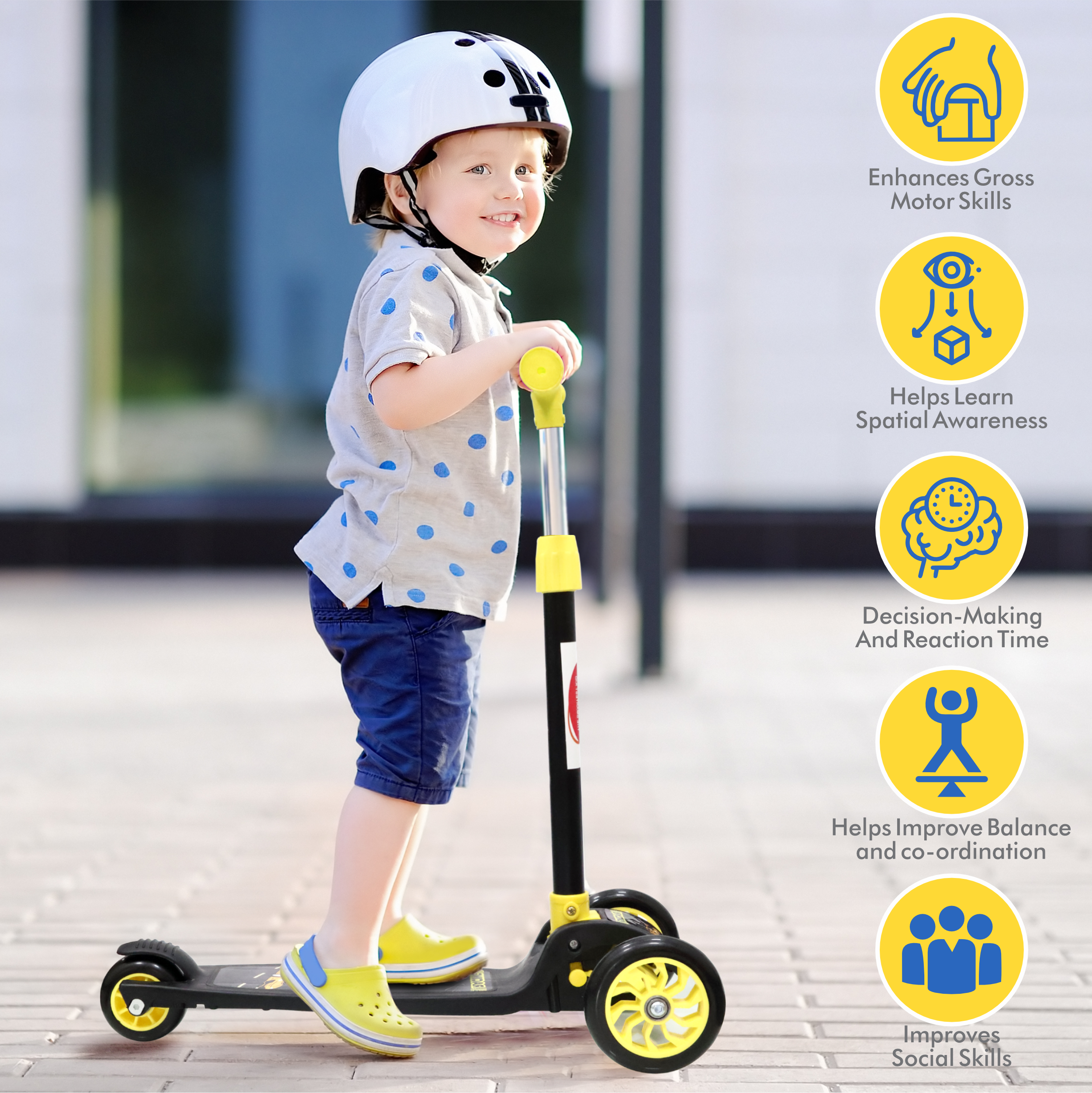 Chanak Go Thunder Kick Scooter for kids 3 Wheel Foldable Scooter With Rear Break 4 Height Adjustable With Lock for Boy & Girl 5+ Age Kids Scooter (Black) (Copy) chanak
