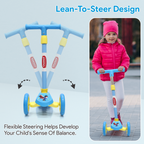 Chanak Go Thunder Kick Scooter for kids 3 Wheel Foldable Scooter With Rear Break 4 Height Adjustable With Lock for Boy & Girl 5+ Age Kids Scooter (Blue) chanak