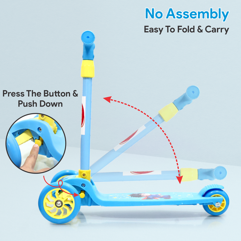 Chanak Go Thunder Kick Scooter for kids 3 Wheel Foldable Scooter With Rear Break 4 Height Adjustable With Lock for Boy & Girl 5+ Age Kids Scooter (Blue) chanak