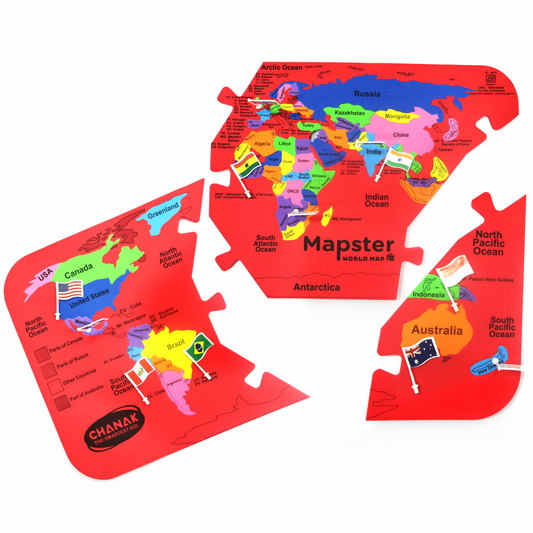 Chanak MapsterWorld Foam World Map Puzzle for Kids – 61 Country-Shaped Pieces, 60 Flags & Capital Stickers – Educational Geography Toy for Ages 5+ chanak