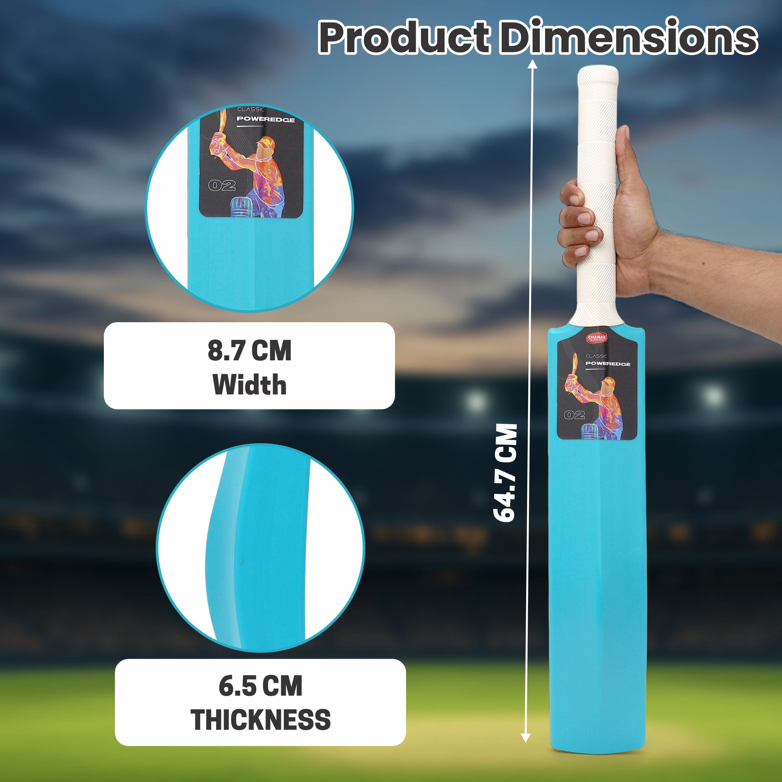 Poweredge Small Cricket Turf Bat (Blue) chanak