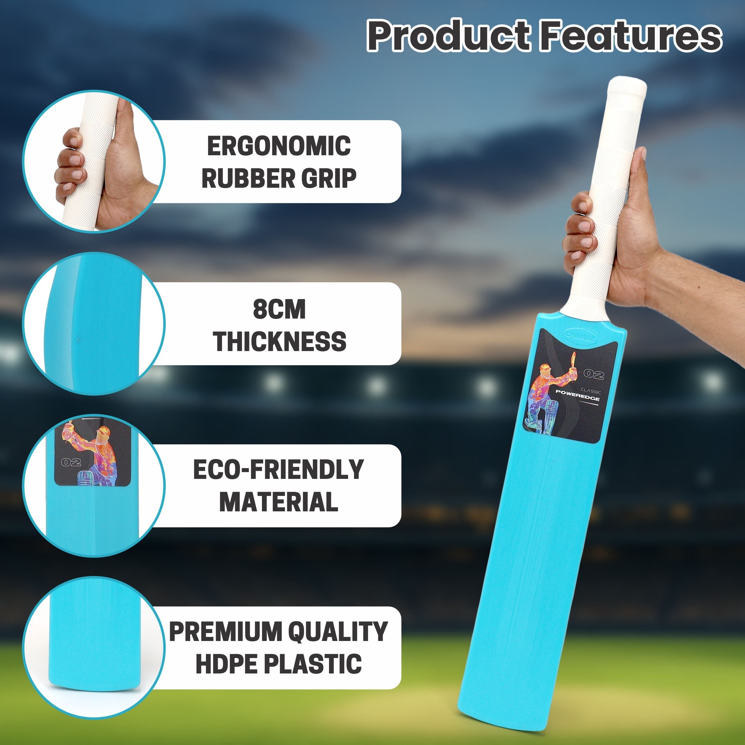 Poweredge Small Cricket Turf Bat (Blue) chanak