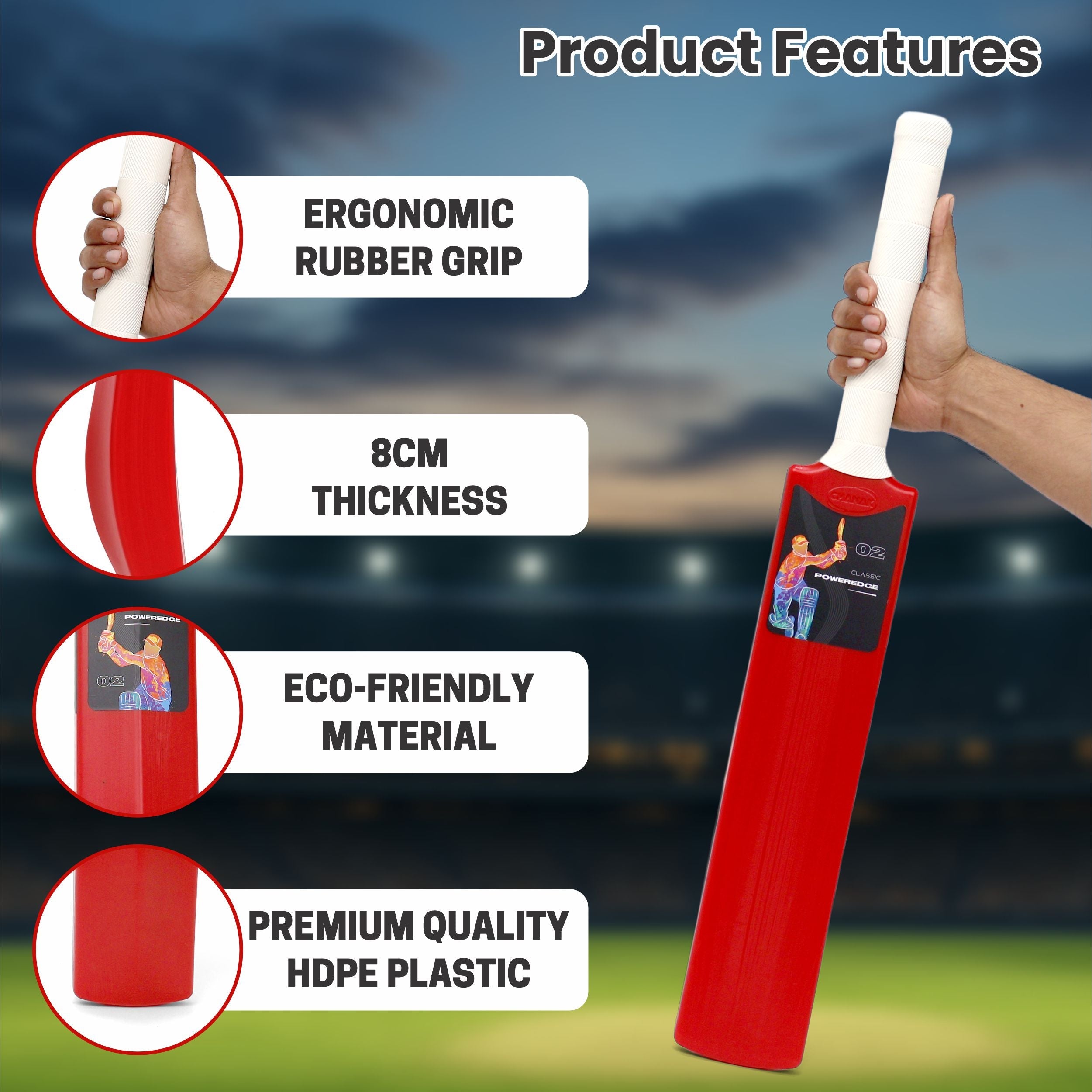 Poweredge Small Cricket Turf Bat (Red) chanak