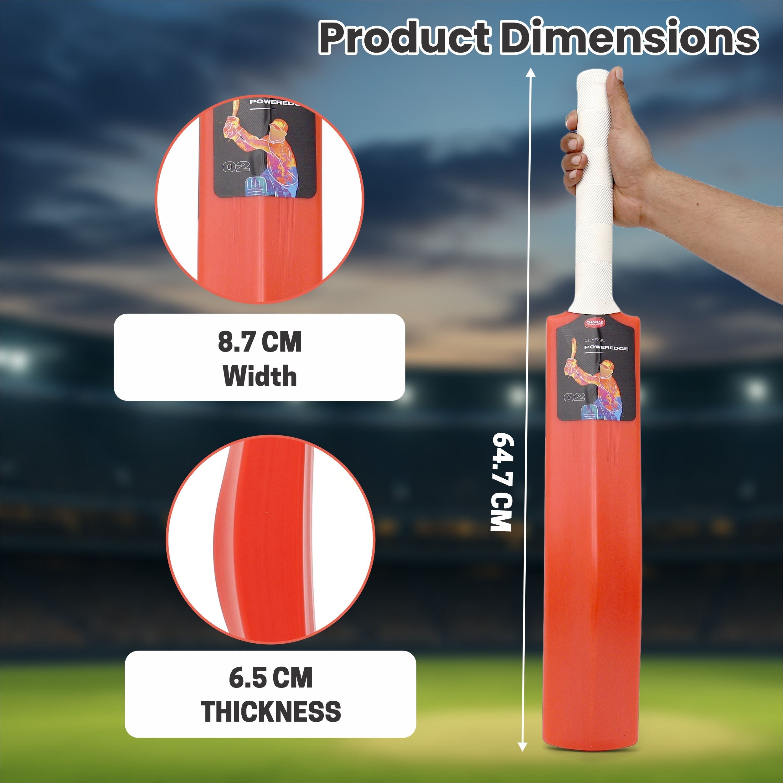 Poweredge Small Cricket Turf Bat (Orange) chanak