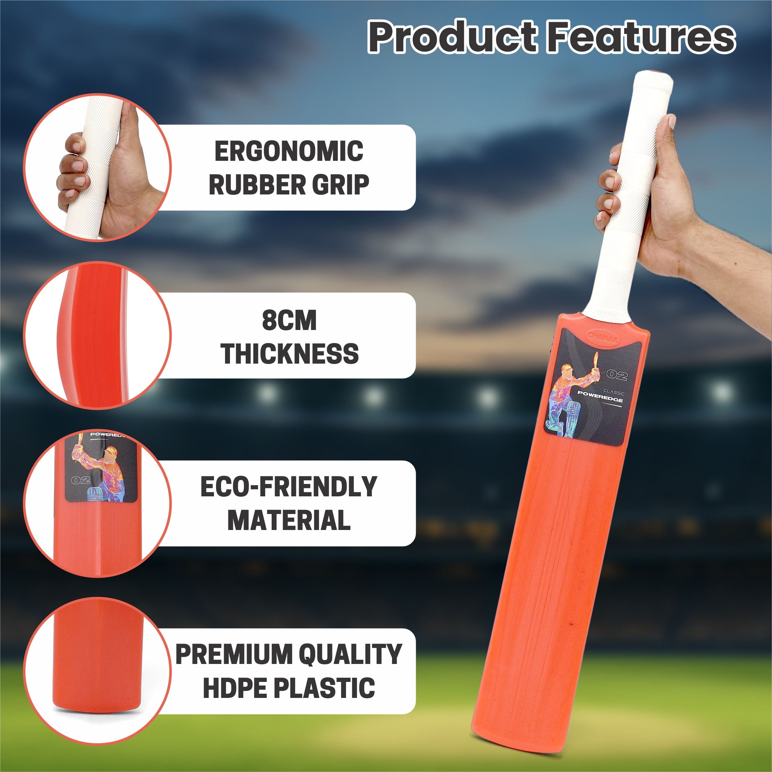 Poweredge Small Cricket Turf Bat (Orange) chanak