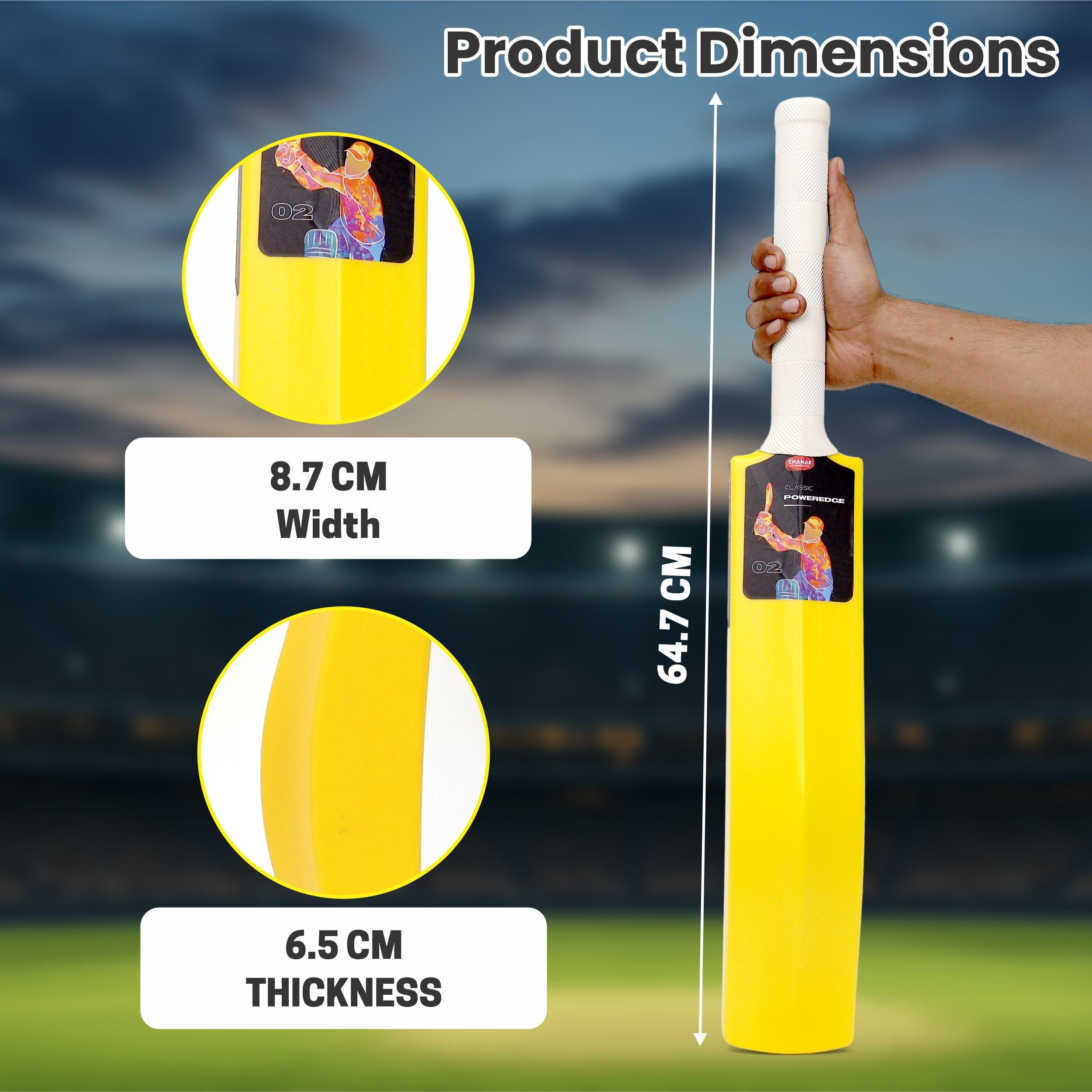 Classic Poweredge Small Cricket Turf Bat (Yellow) chanak
