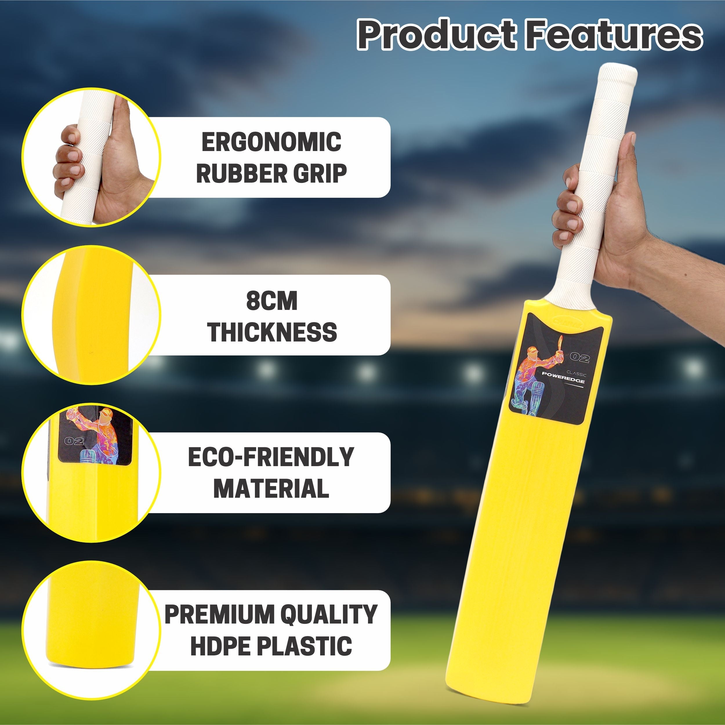 Classic Poweredge Small Cricket Turf Bat (Yellow) chanak