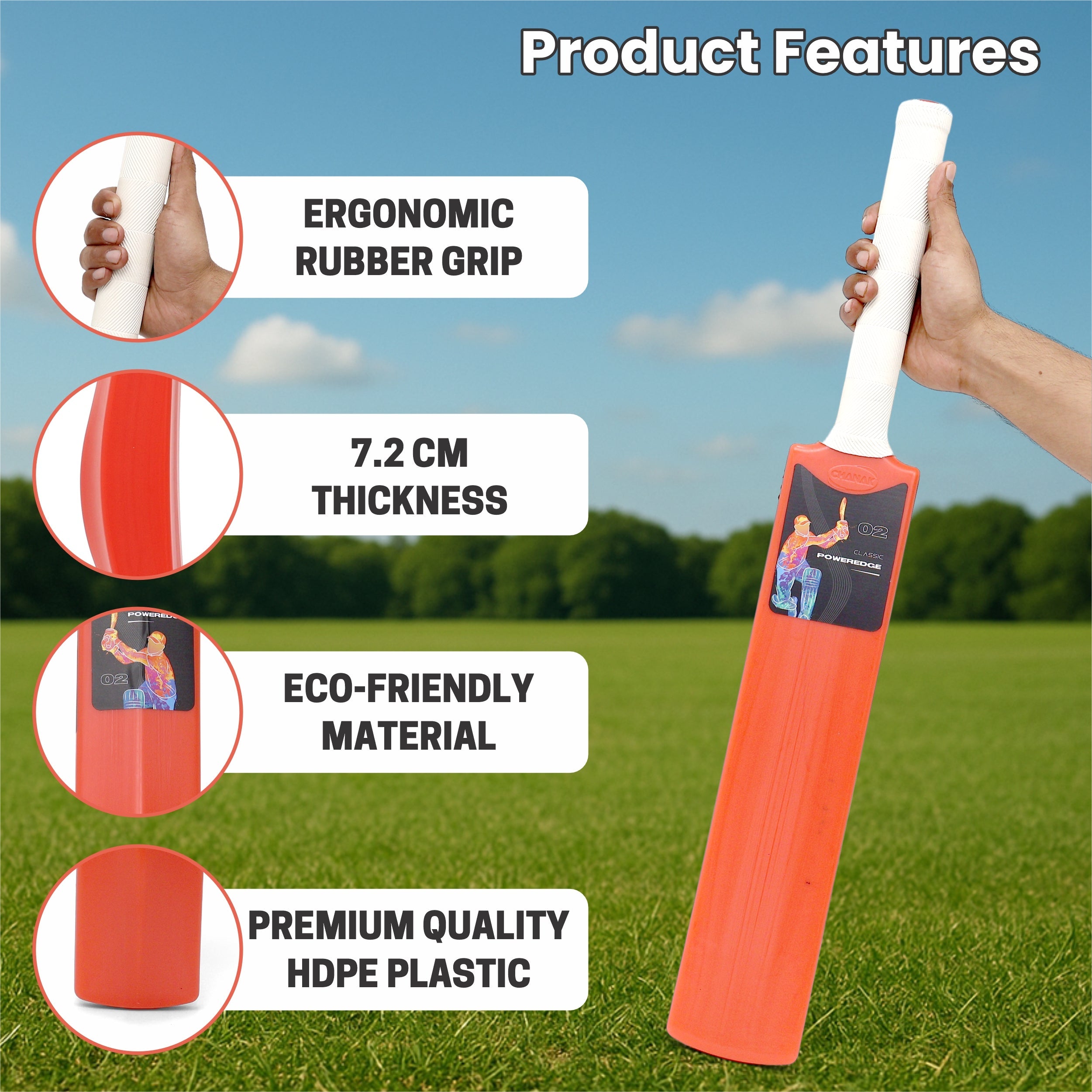 Pro Poweredge Big Cricket Turf Bat (Orange) chanak