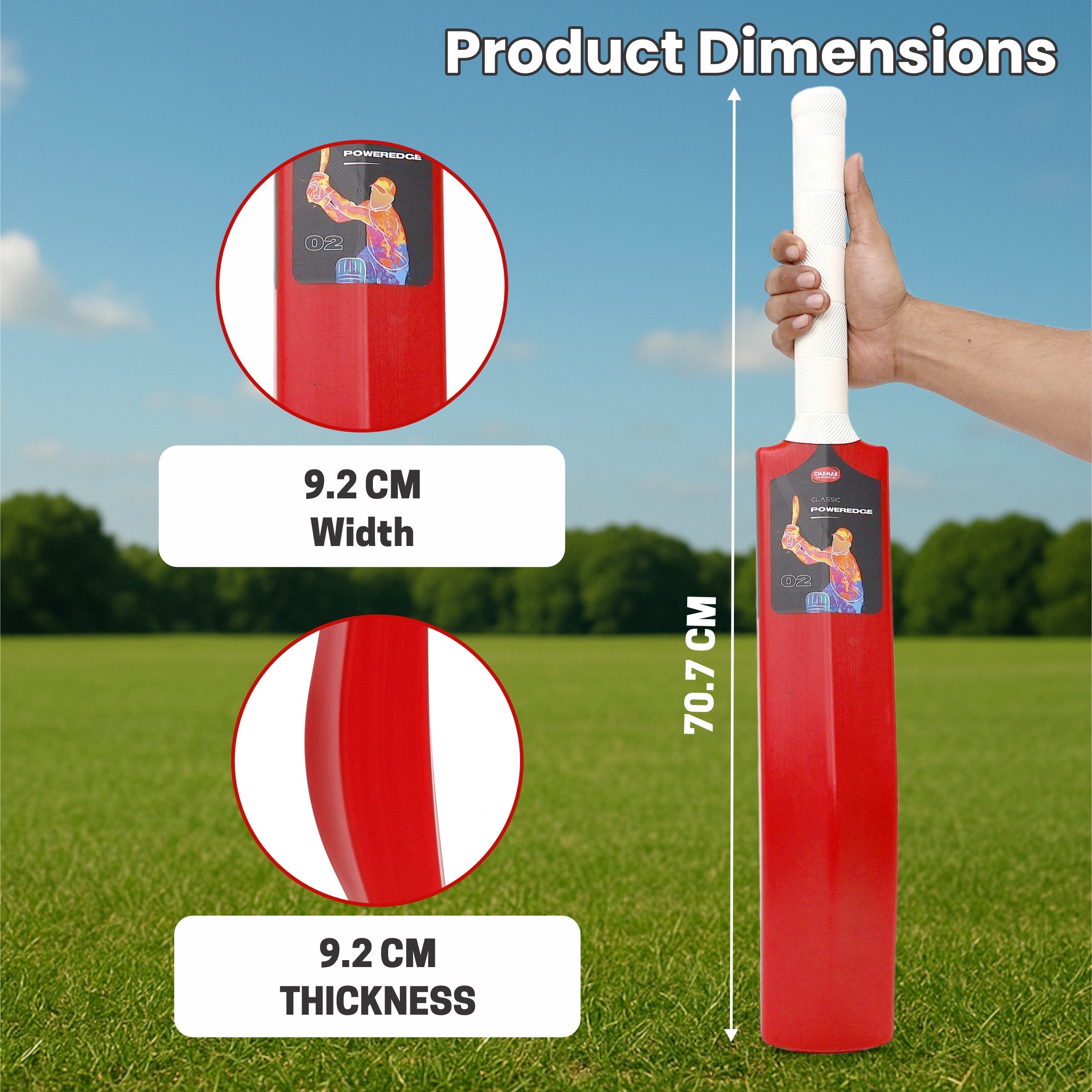 Pro Poweredge Big Cricket Turf Bat (Red) chanak