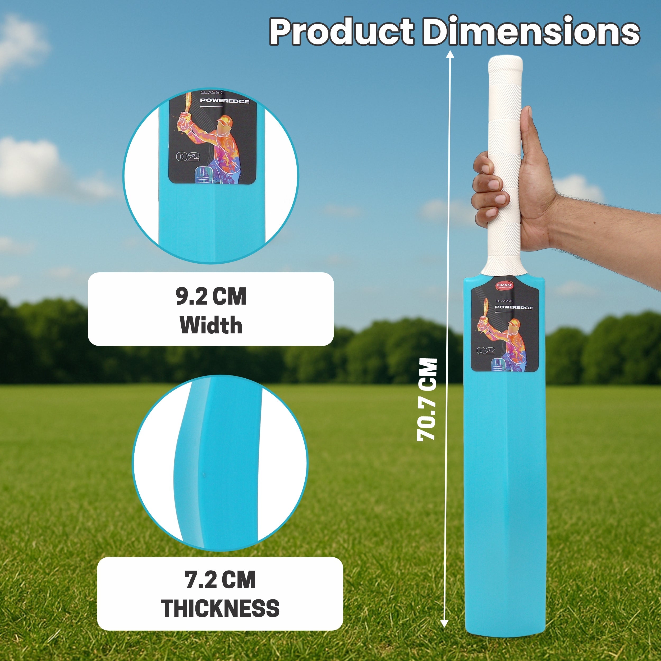 Pro Poweredge Big Cricket Turf Bat (Blue) chanak