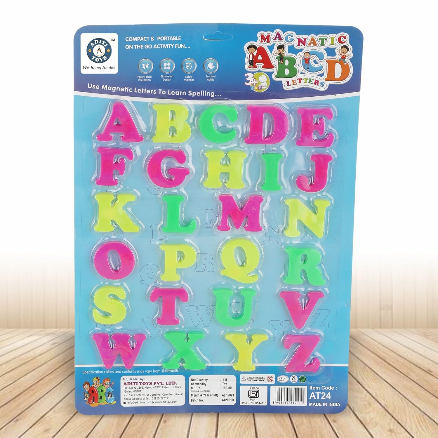 Chanak Colourful Magnetic ABCD Alphabet Card For Learning Aditi Toys Pvt. Ltd.
