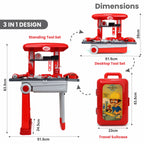 Chanak Jr. Kids Mechanical Tool Set with Pull & Push Trolley | 24-Piece Pretend Play Tool Kit with LED Light Tools | BIS Approved Toy Set for Kids 3+ Years (Grey) chanak