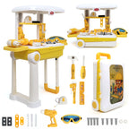 Chanak Jr. Kids Mechanical Tool Set with Pull & Push Trolley | 24-Piece Pretend Play Tool Kit with LED Light Tools | BIS Approved Toy Set for Kids 3+ Years (Grey) chanak