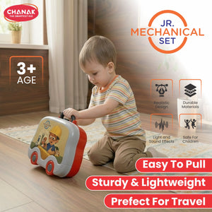 Chanak Jr. Mechanical Set Wheel Briefcase for Kids, Mechanical Set with LED Light Instruments, Pretend Play Mechanical Set for Kids Above 3 Years, 24 Piece Mechanical Set for Boys & Girls, BIS Approved. (Red Briefcase) chanak