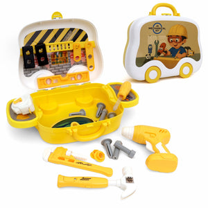 Chanak Jr. Mechanical Set Wheel Briefcase for Kids, Mechanical Set with LED Light Instruments, Pretend Play Mechanical Set for Kids Above 3 Years, 24 Piece Mechanical Set for Boys & Girls, BIS Approved. (Yellow Briefcase) chanak