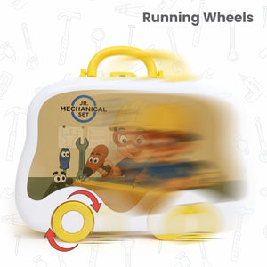 Chanak Jr. Mechanical Set Wheel Briefcase for Kids, Mechanical Set with LED Light Instruments, Pretend Play Mechanical Set for Kids Above 3 Years, 24 Piece Mechanical Set for Boys & Girls, BIS Approved. (Yellow Briefcase) chanak
