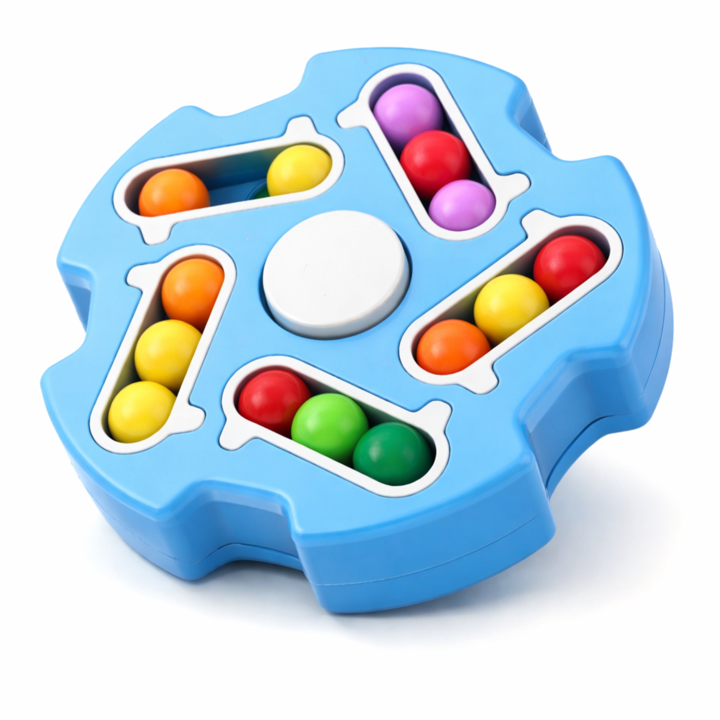 Chanak Spinny Vinny Magic Bean Cube Fidget Spinner Puzzle Toy, 2-in-1 Sensory Toy for Kids & Adults, Rotating Double-Sided Color Beads Cube, Stress Relief, ADHD, Anxiety, Focus & Brain Teaser Gift, Above 3+ Age (Color as per availibility)