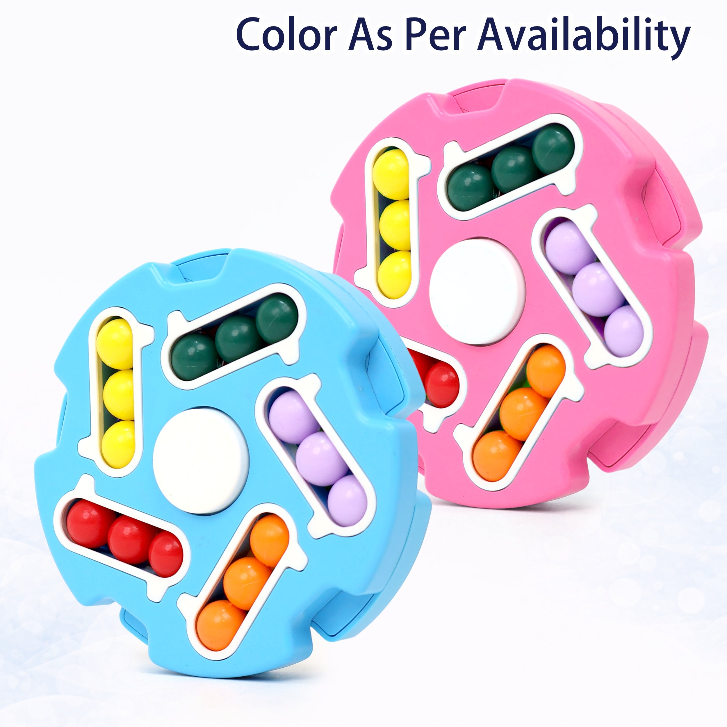 Chanak Spinny Vinny Magic Bean Cube Fidget Spinner Puzzle Toy, 2-in-1 Sensory Toy for Kids & Adults, Rotating Double-Sided Color Beads Cube, Stress Relief, ADHD, Anxiety, Focus & Brain Teaser Gift, Above 3+ Age (Color as per availibility)