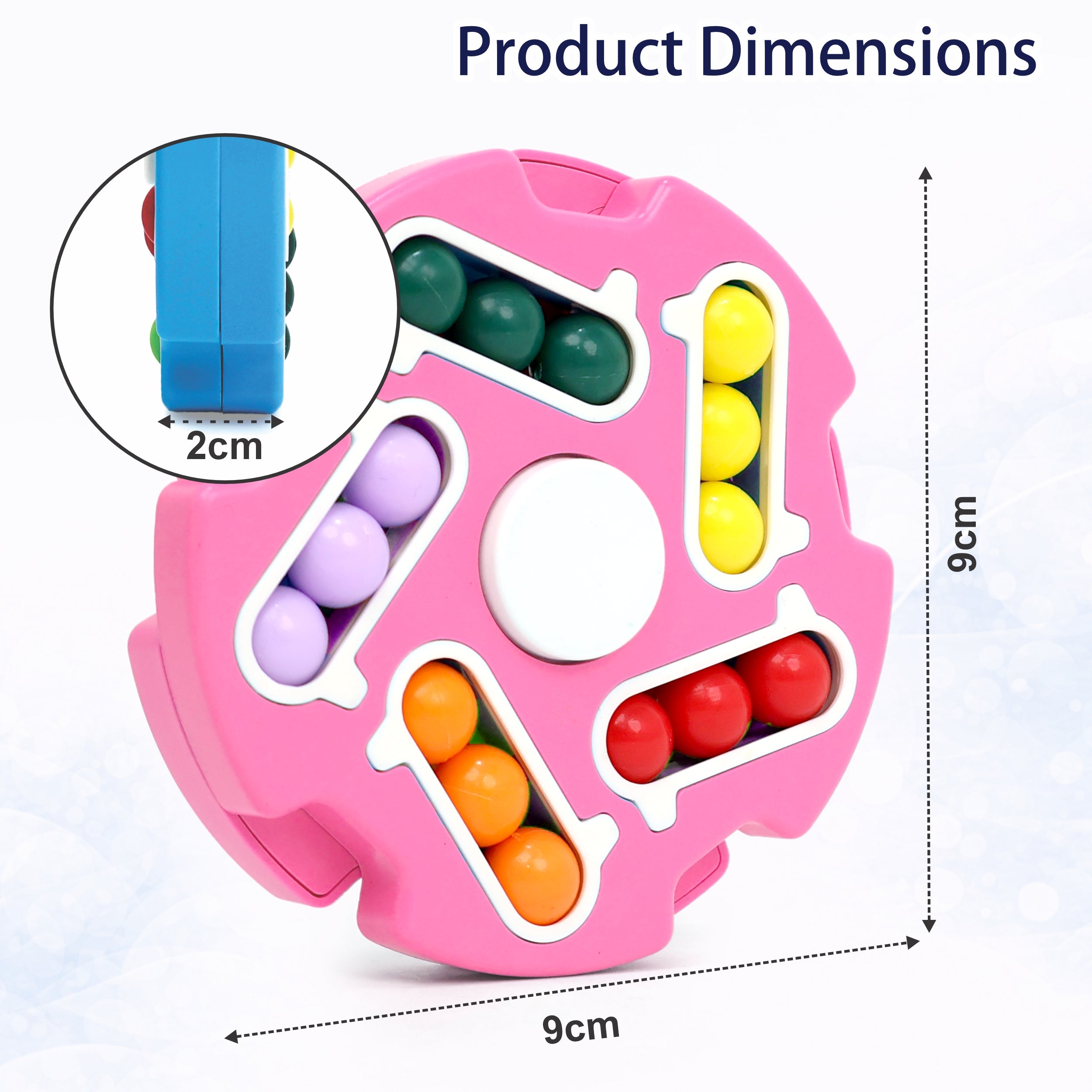 Chanak Spinny Vinny Magic Bean Cube Fidget Spinner Puzzle Toy, 2-in-1 Sensory Toy for Kids & Adults, Rotating Double-Sided Color Beads Cube, Stress Relief, ADHD, Anxiety, Focus & Brain Teaser Gift, Above 3+ Age (Color as per availibility)