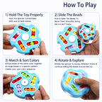 Chanak Spinny Vinny Magic Bean Cube Fidget Spinner Puzzle Toy, 2-in-1 Sensory Toy for Kids & Adults, Rotating Double-Sided Color Beads Cube, Stress Relief, ADHD, Anxiety, Focus & Brain Teaser Gift, Above 3+ Age (Color as per availibility)