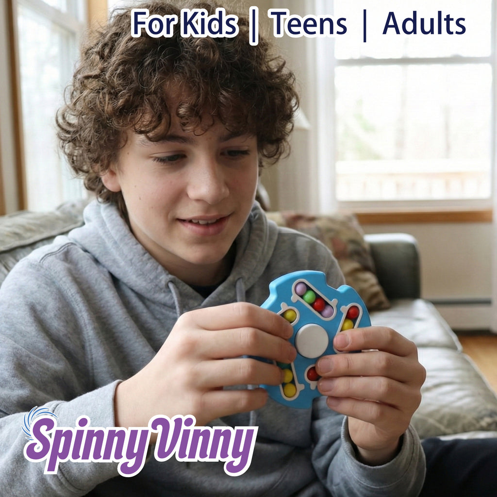 Chanak Spinny Vinny Magic Bean Cube Fidget Spinner Puzzle Toy, 2-in-1 Sensory Toy for Kids & Adults, Rotating Double-Sided Color Beads Cube, Stress Relief, ADHD, Anxiety, Focus & Brain Teaser Gift, Above 3+ Age (Color as per availibility)