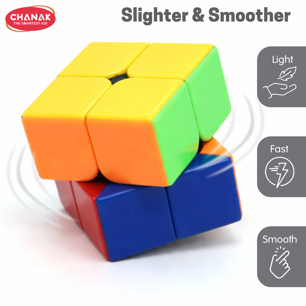 Chanak 2x2 Cube for Kids, Speed Cube Puzzle for Kids & Adults, Stickerless Speed Cube for Kids Above 6 Years, BIS Approved (2x2 Cube)