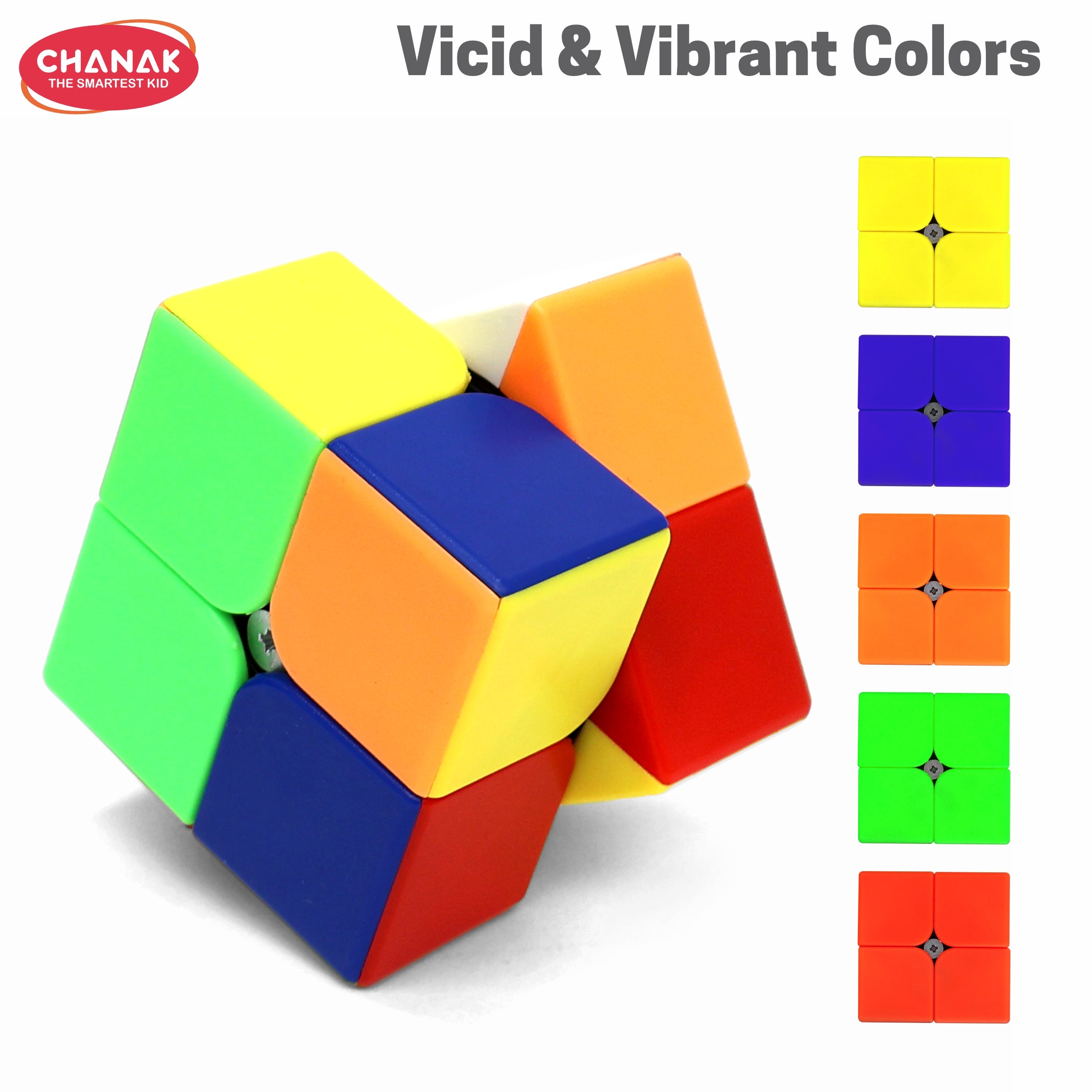 Chanak 2x2 Cube for Kids, Speed Cube Puzzle for Kids & Adults, Stickerless Speed Cube for Kids Above 6 Years, BIS Approved (2x2 Cube)